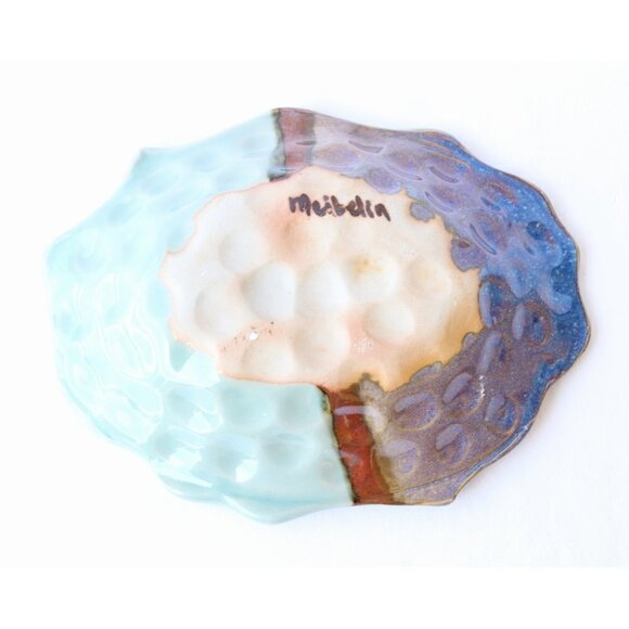 Handmade Ceramic Celadon Bowl Contemporary Organic Shape Pottery Plate Purple - Picture 9 of 9